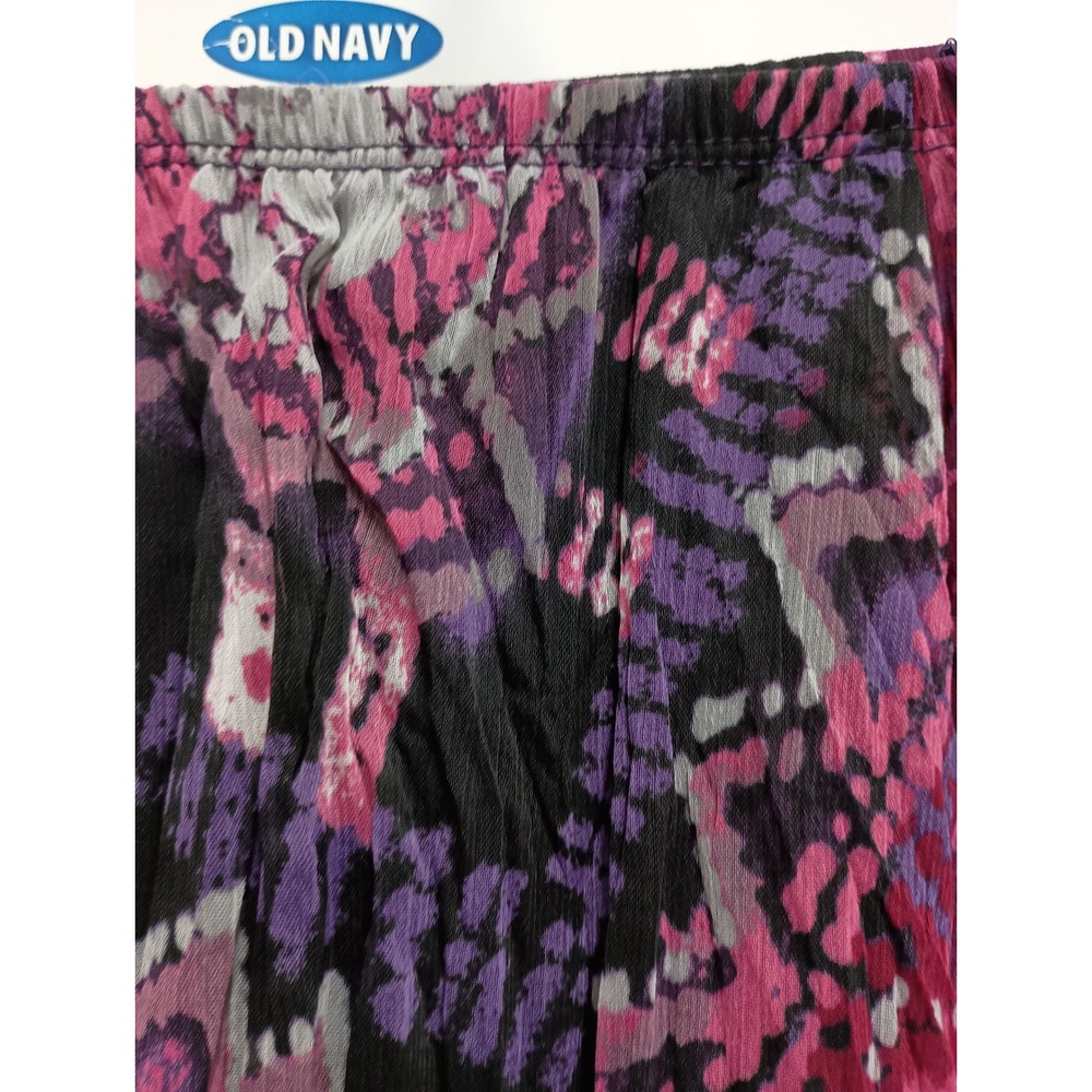 Lark Lane Maxi‎ Skirt Womens 12 Pink Abstract Pleated BOHO Whimsygoth Chiffon - Picture 5 of 11